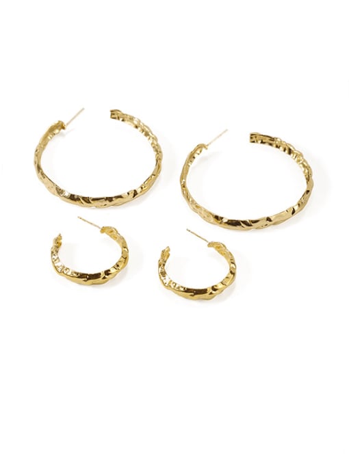 ACCA Brass Geometric Vintage C-shaped folds Hoop Earring 0