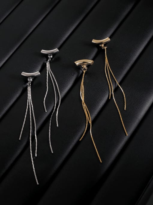 HYACINTH Brass Tassel Minimalist Threader Earring