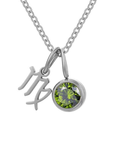 August Light Green Virgo Steel Stainless steel Birthstone Constellation Cute Necklace