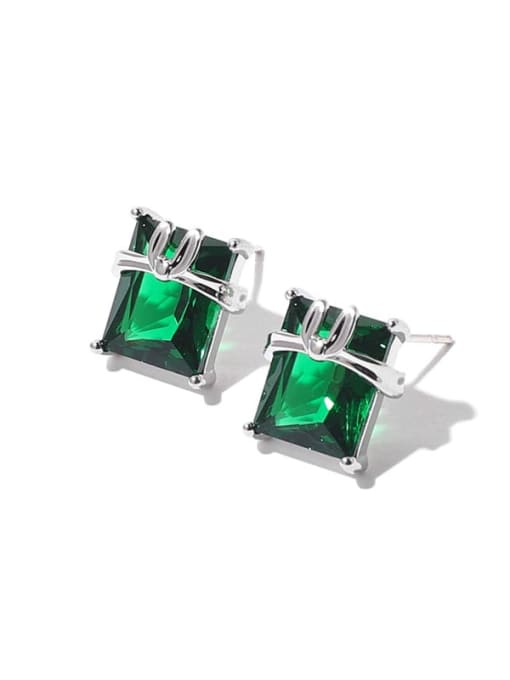 TINGS Brass Cubic Zirconia Square Vintage Stud Earring 0