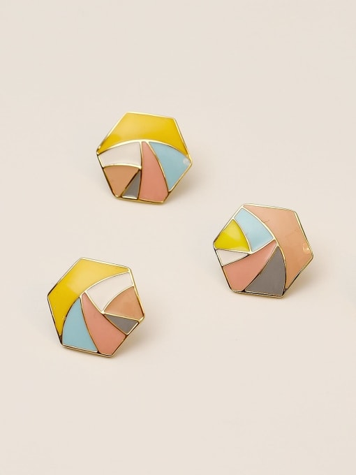 HYACINTH Brass Enamel Geometric Minimalist Stud Trend Korean Fashion Earring 3