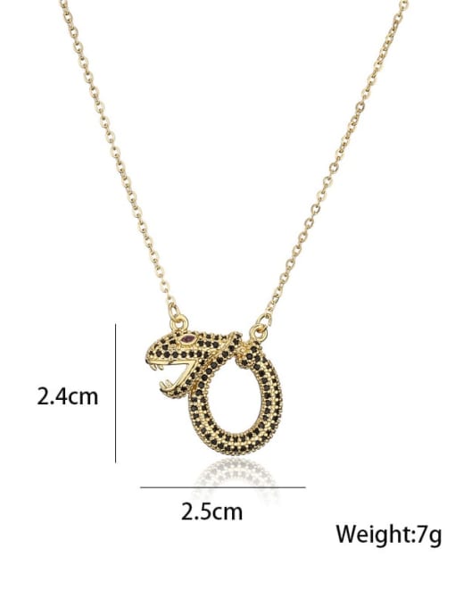 AOG Brass Rhinestone Snake Vintage geometry Pendant Necklace 1