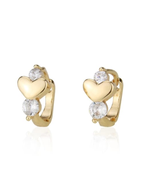renchi Brass Cubic Zirconia Heart Minimalist Stud Earring