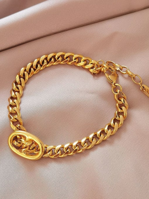 HYACINTH Brass Geometric Hip Hop Hollow Chain Link Bracelet 0