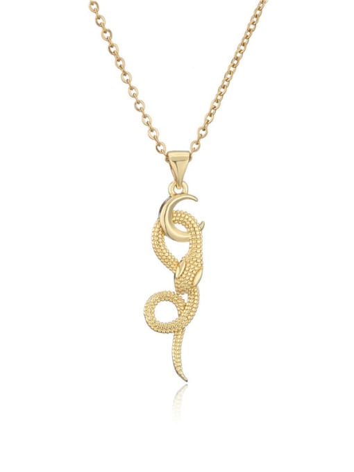 20561 Brass Vintage Snake Pendant Necklace