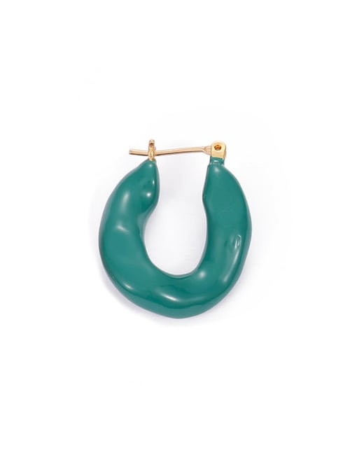 Dark green ((Single Sale) Brass Enamel Geometric Minimalist Single Earring