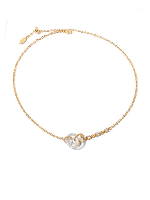 Coloured glass pendant necklace Brass Glass Stone Geometric Vintage Necklace