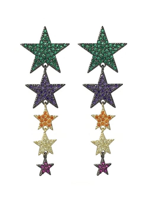 colour Brass Cubic Zirconia Star Statement Cluster Earring