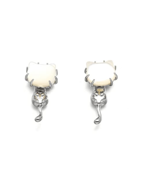 TINGS Brass Synthetic Opal Cat Vintage Stud Earring 2
