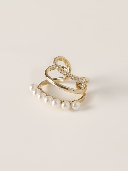 14k gold Brass Imitation Pearl Geometric Vintage Clip Trend Korean Fashion Earring