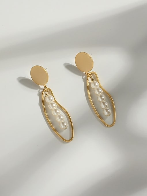 HYACINTH Copper Imitation Pearl Geometric Ethnic Drop Trend Korean Fashion Earring 2
