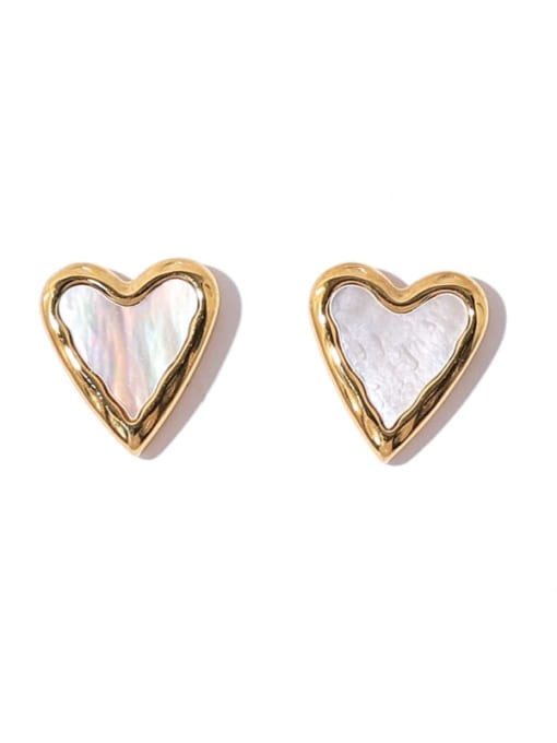Five Color Titanium Steel Shell Heart Minimalist Stud Earring