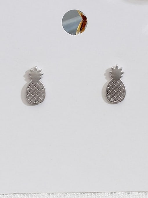 Dumb Silver Copper Hollow Friut pineapple  Cute Stud Trend Korean Fashion Earring