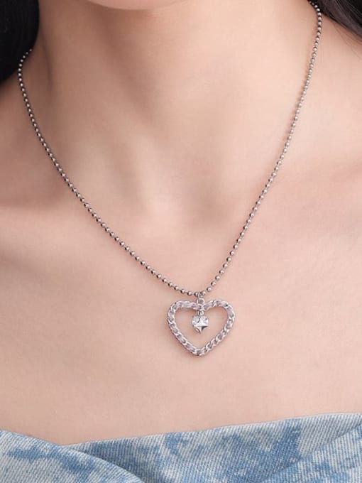 TINGS Brass Cubic Zirconia Heart Minimalist Beaded Necklace 1