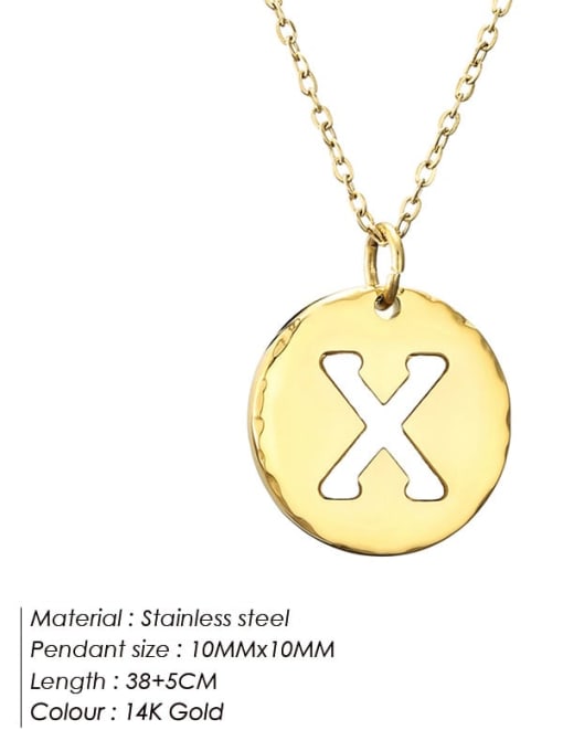 X 14 K gold Stainless steel Letter Minimalist Necklace