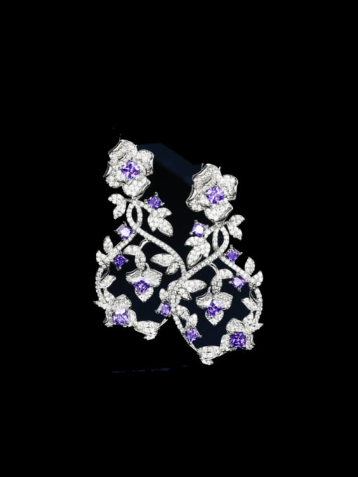 OUOU Brass Cubic Zirconia Flower Luxury Cluster Earring 3