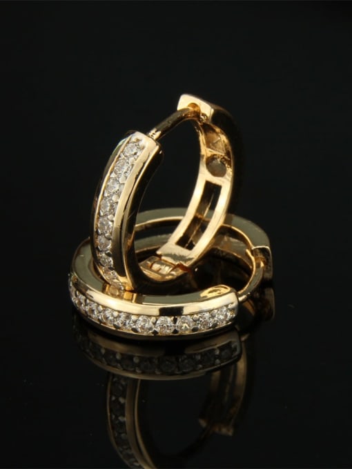Gold plated white zircon Brass Cubic Zirconia Round Dainty Hoop Earring