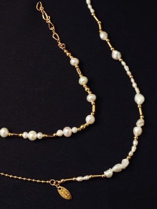 ACCA Brass Imitation Pearl Irregular Vintage Necklace 2
