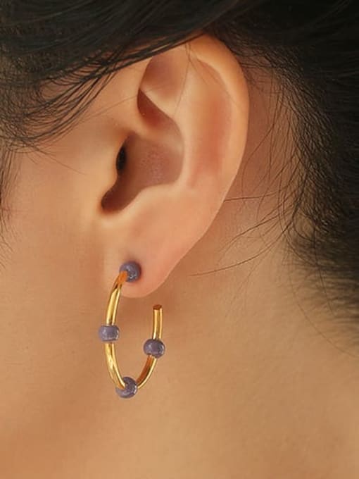 Five Color Brass Enamel Geometric Trend Stud Earring 1