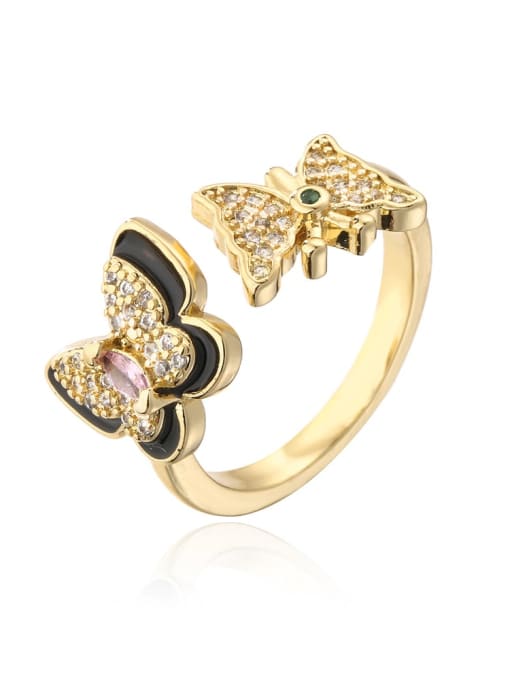 12328 Brass Cubic Zirconia Butterfly Vintage Band Ring
