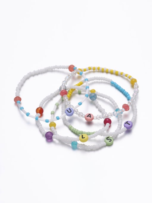 Five Color Brass Glass beads Letter Bohemia Handmade Beaded Bracelet 2