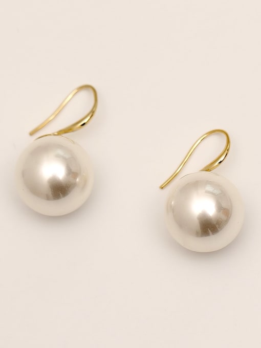 HYACINTH Brass Imitation Pearl Geometric Minimalist Hook Trend Korean Fashion Earring 0