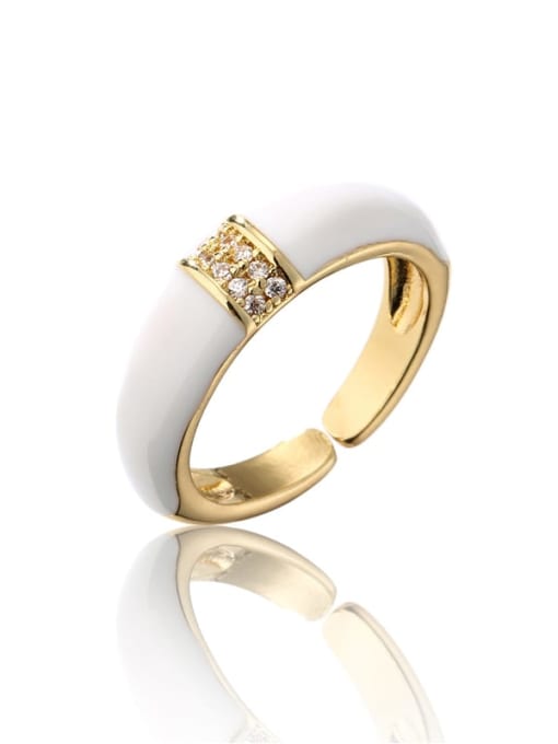 10957 Brass Enamel Cubic Zirconia Round Minimalist Band Ring
