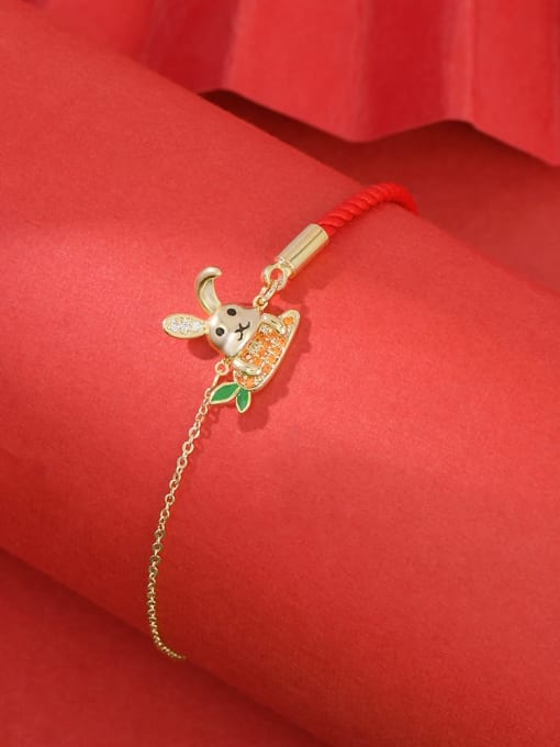 YOUH Brass Cubic Zirconia Rabbit Dainty Handmade Weave Bracelet 2