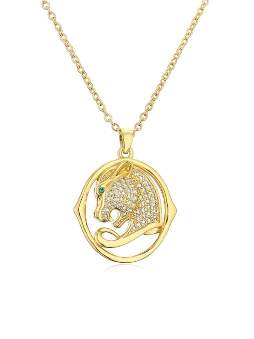 22849 Brass Cubic Zirconia Leopard Minimalist Necklace