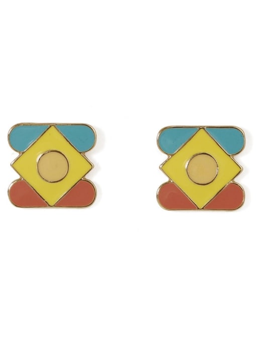 Five Color Alloy Enamel Geometric Minimalist Stud Earring 3