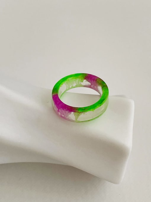I 230 green halo ring Tin Alloy Acrylic Multi Color Geometric Minimalist Band Ring