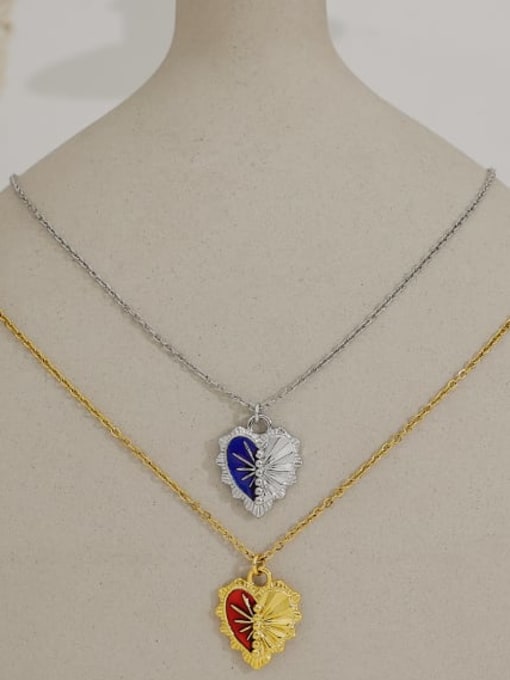 Five Color Titanium Steel Enamel Heart Minimalist Necklace