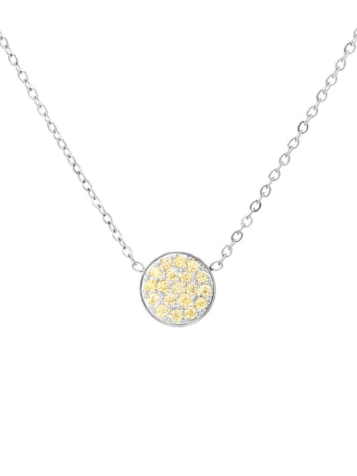 November Light Yellow Steel Stainless steel Cubic Zirconia Round Minimalist Necklace