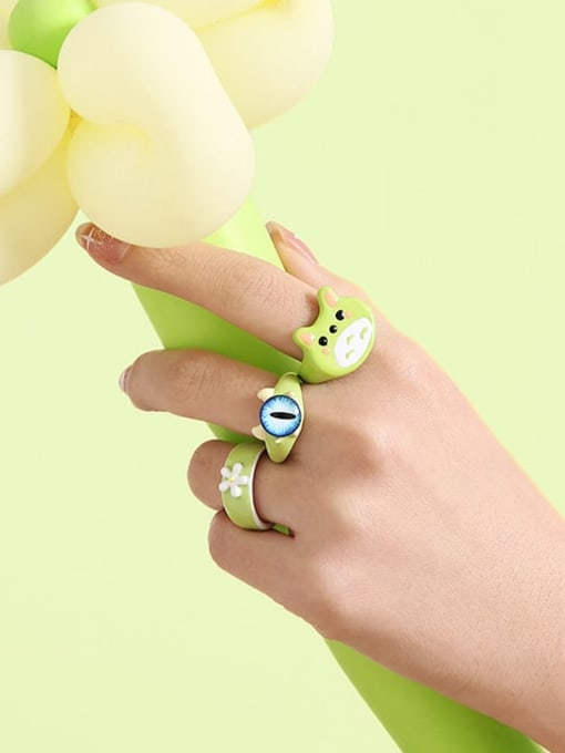 Five Color Alloy Enamel Multi Color Evil Eye Minimalist Band Ring 2