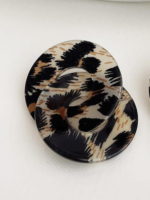 Leopard Print Cellulose Acetate Geometric Vintage Leopard Plaid Stud Earring