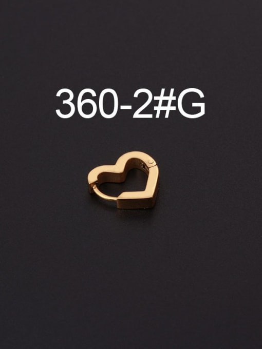 2# Gold Stainless steel Heart Minimalist Huggie Earring(Single Only One)