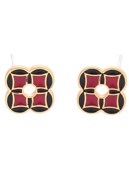 Option 2 Brass Enamel Geometric Ethnic Stud Earring