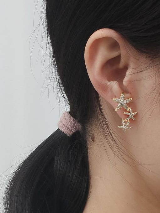 HYACINTH Copper Rhinestone Star Cute Stud Trend Korean Fashion Earring 1