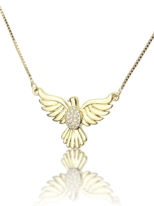 gold-plated Brass Cubic Zirconia  Bird Dainty Necklace
