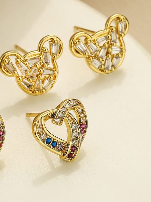 AOG Brass Cubic Zirconia Heart Dainty Stud Earring 1