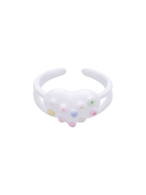 Five Color Zinc Alloy Enamel Heart Cute Band Ring 0
