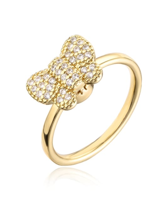 12088 Brass Cubic Zirconia Butterfly Trend Band Ring