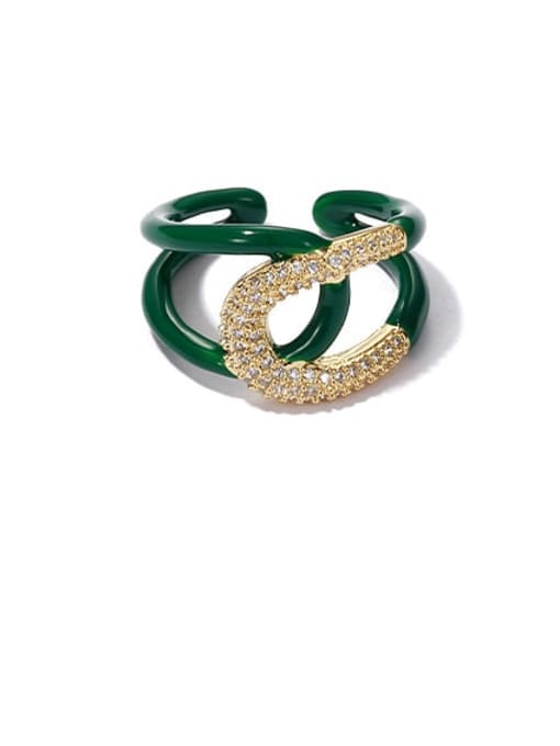 3 (No. 7 ring, non adjustable) Brass Enamel Geometric Minimalist Band Ring