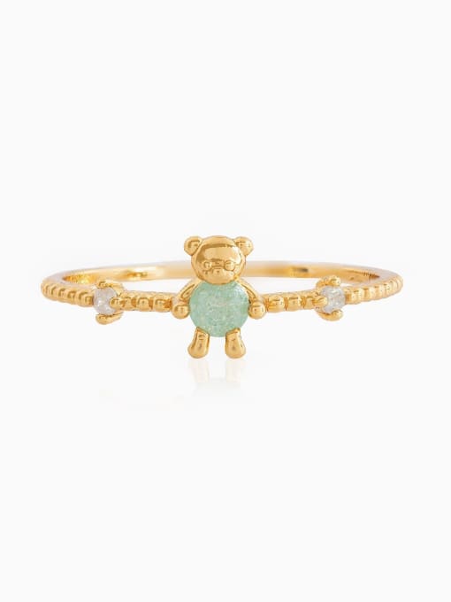 COLSW Brass Opal Bear Cute Band Ring 0