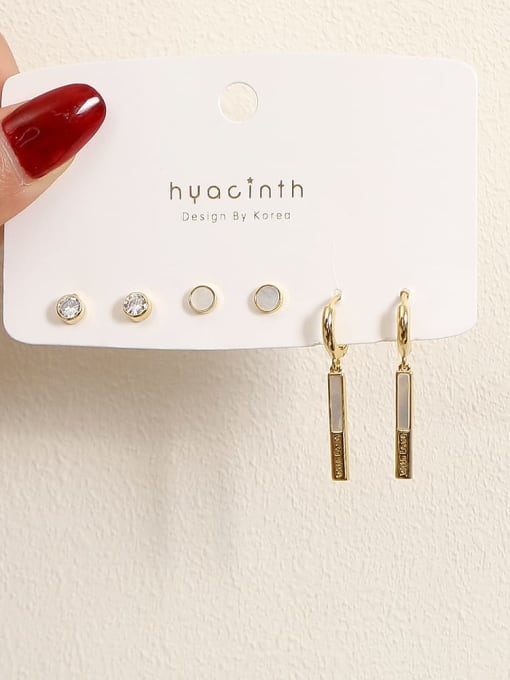 HYACINTH Brass Shell Geometric Minimalist Earring 0