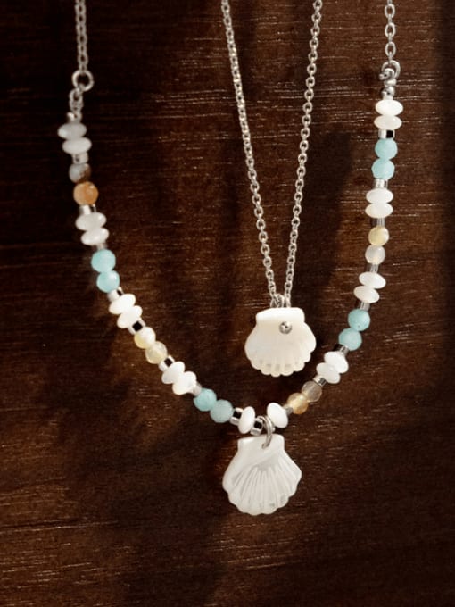 Two piece set Brass Natural Stone Star Hip Hop Necklace