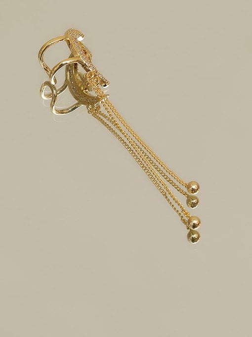 HYACINTH Brass Cubic Zirconia Tassel Vintage Clip Trend Korean Fashion Earring 3