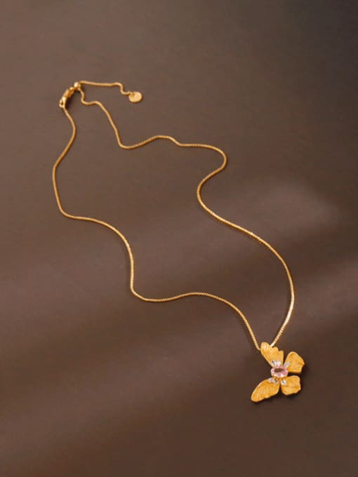 18K gold Brass Cubic Zirconia Butterfly Trend Necklace