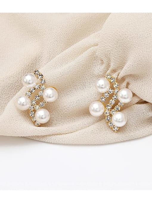 HYACINTH Copper Imitation Pearl Geometric Dainty Stud Trend Korean Fashion Earring 2