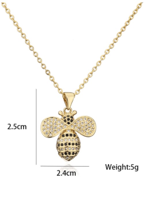 AOG Brass Cubic Zirconia Trend  Bee Pendant Necklace 2